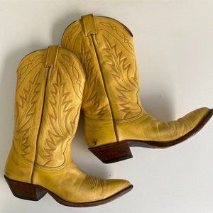 NOCONA Yellow Leather Embroidered Western Boots